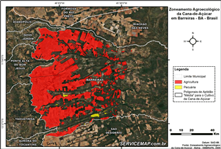 Mapa de zoneamento agroecológico da cana-de-açúcar em Barreiras / BA.