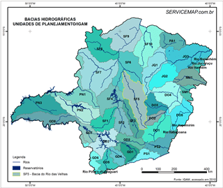 Mapa bacias hidrográficas - unidades de planejamento