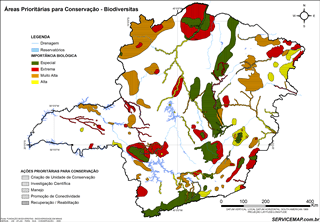 Mapa áreas prioritárias para conservação - Biodiversitas