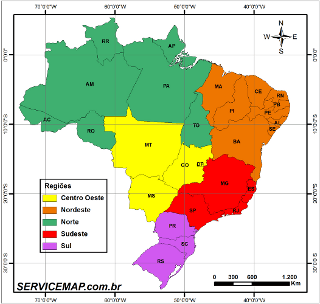 Mapa Regiões Brasileiras