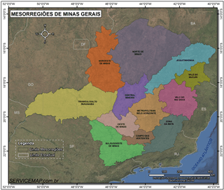 Mapa Mesorregiões de Minas Gerais