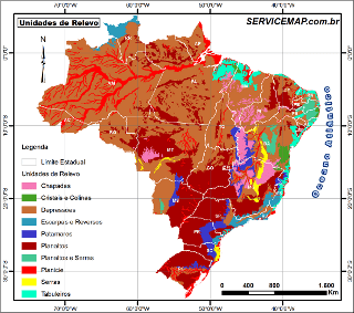 Mapa unidades de relevo do Brasil